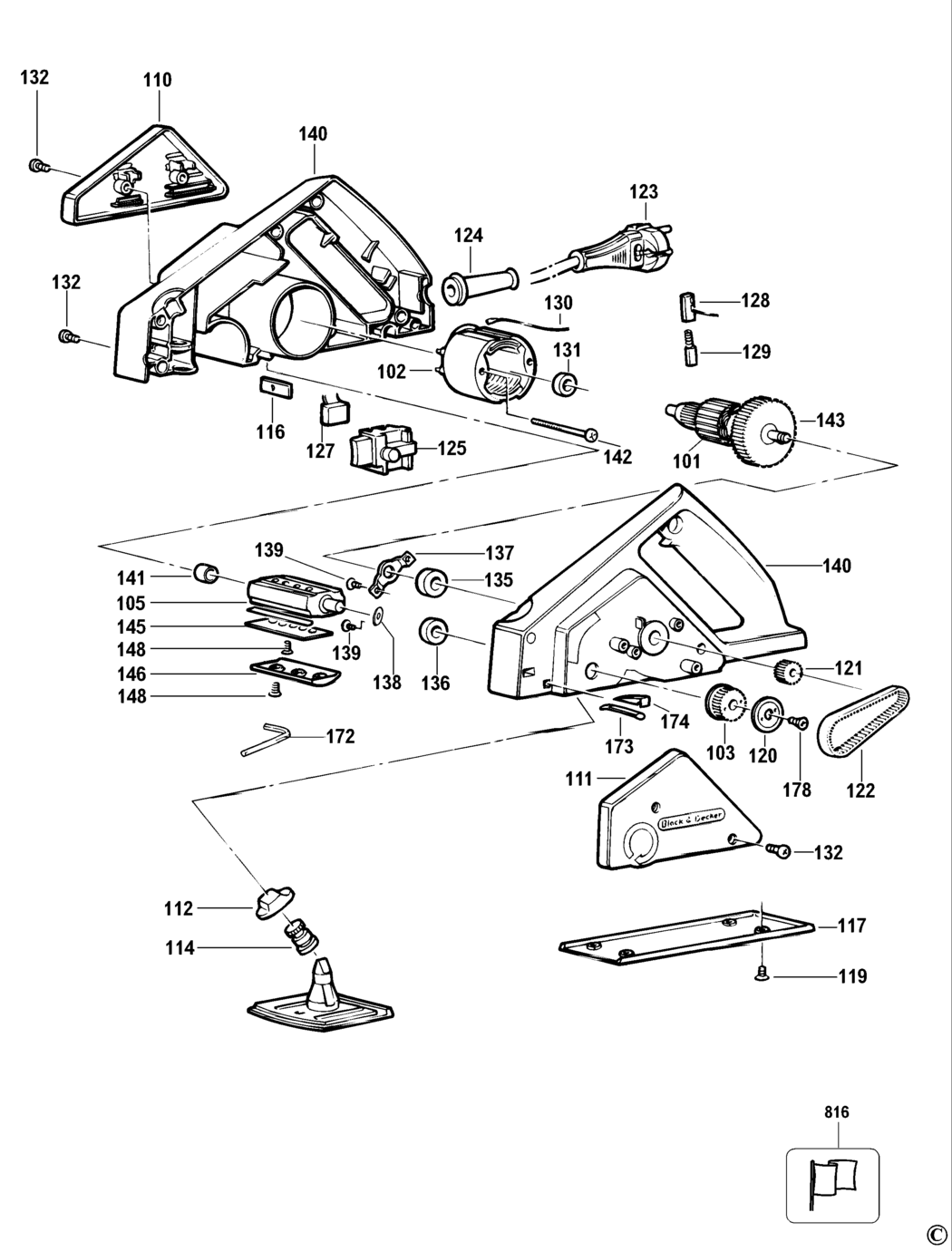 Black & Decker KW710 Type 4 Planer Spare Parts