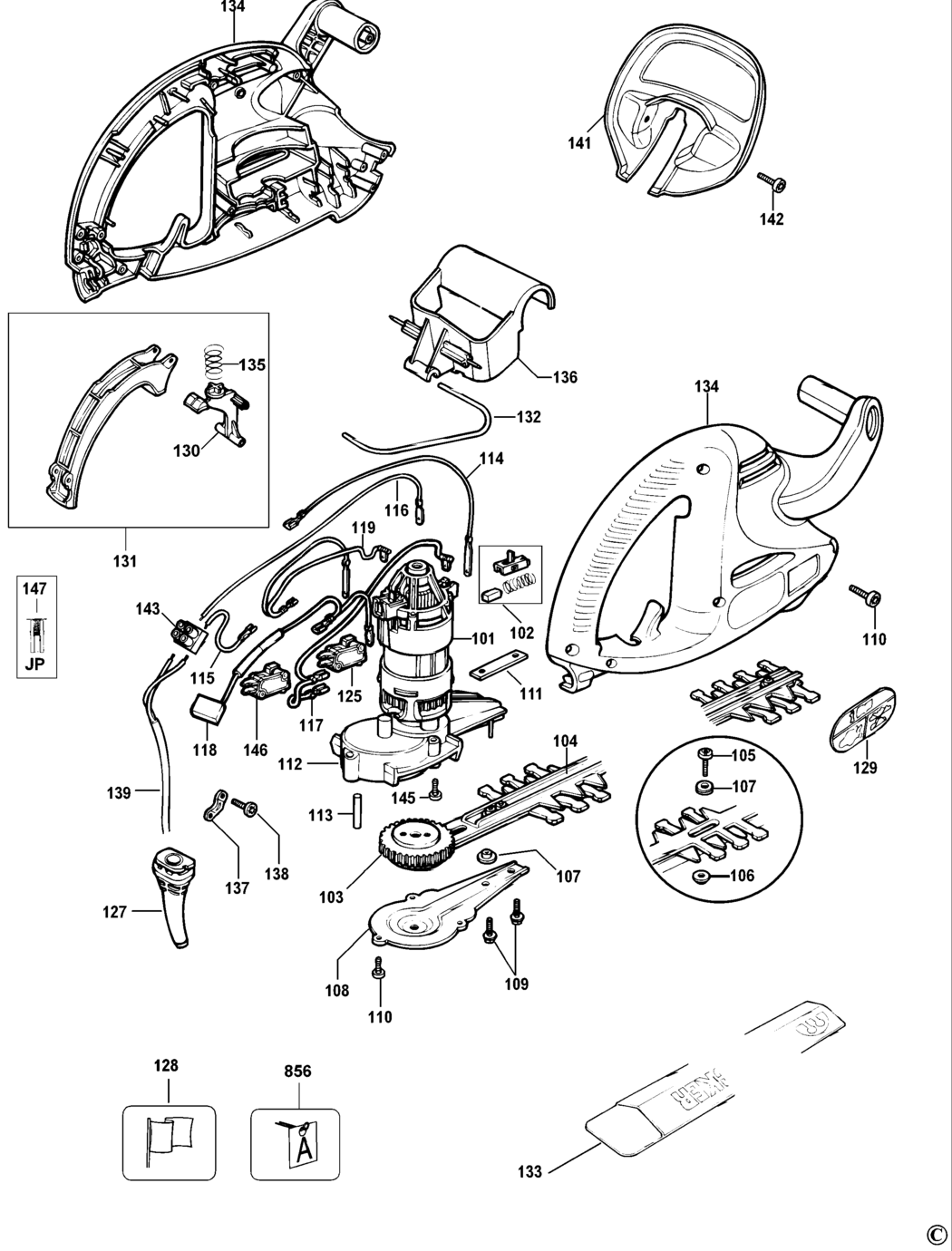 Black & Decker GT350 Type 4 Hedgetrimmer Spare Parts