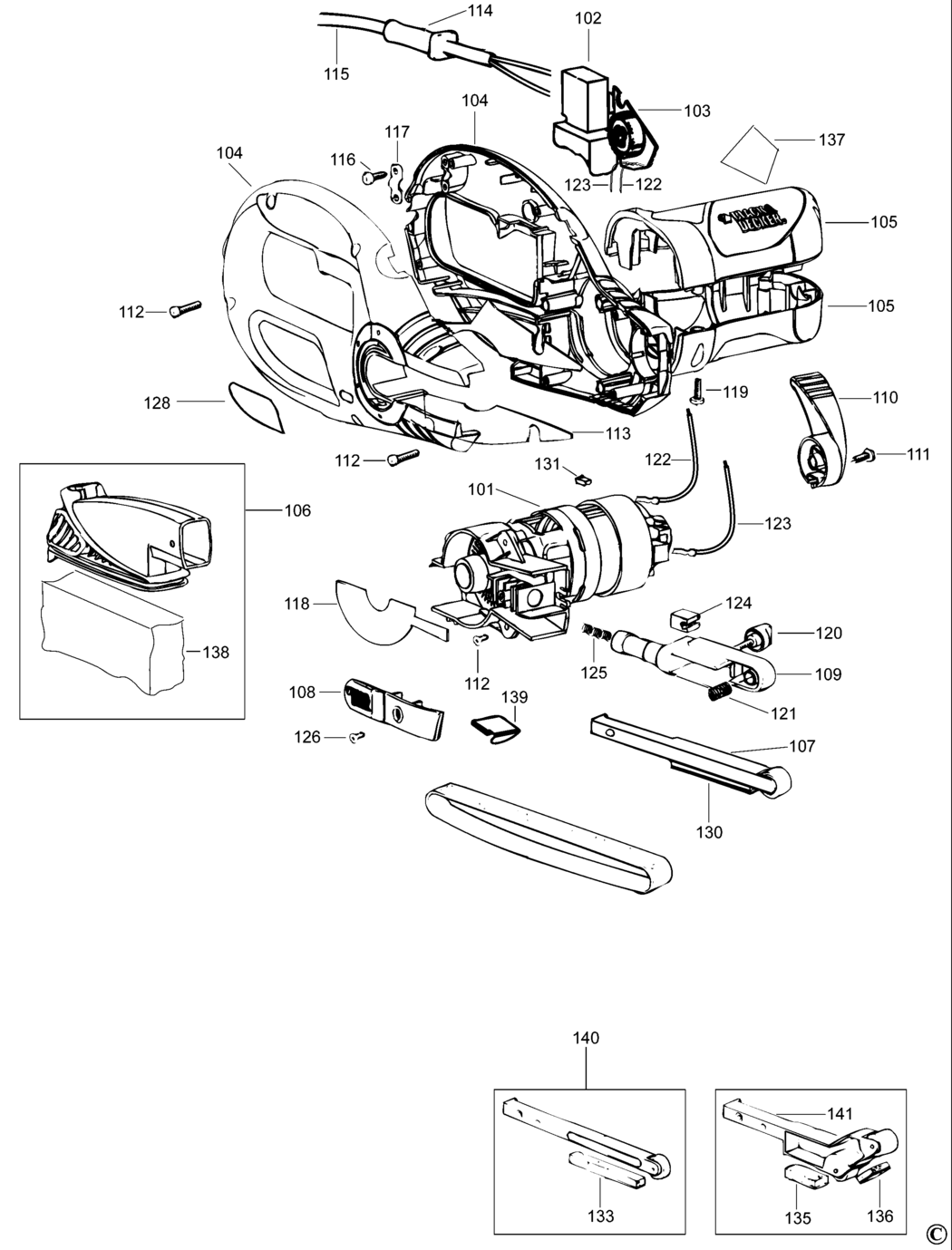 Black & Decker KA293E Type 1 Powerfile Spare Parts