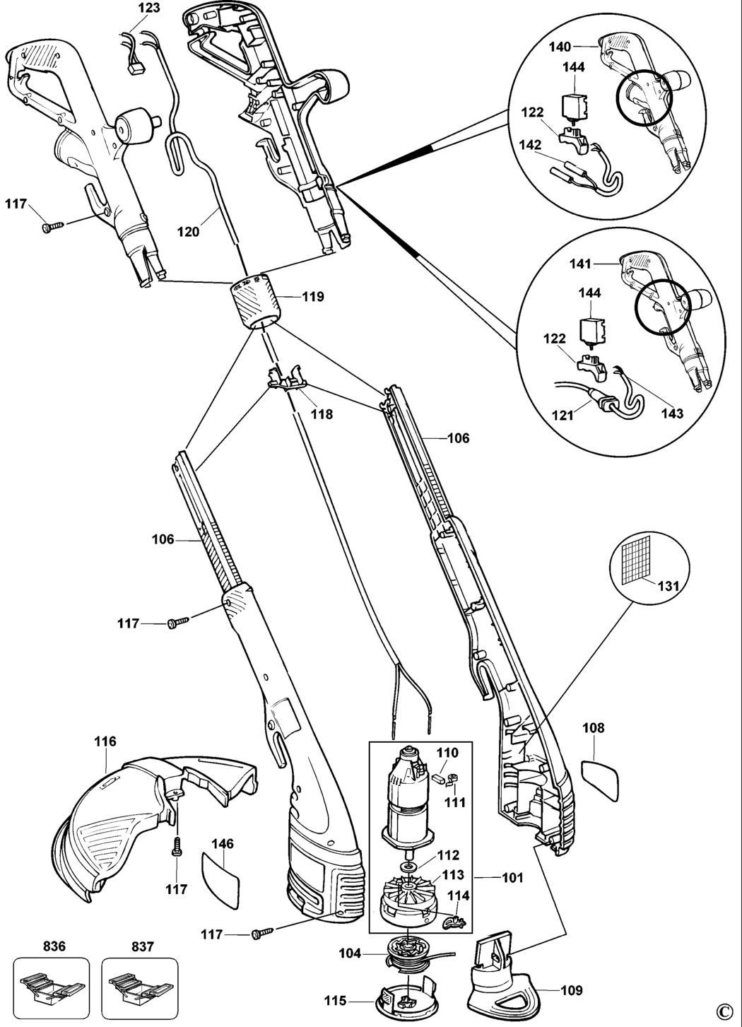 Black & Decker GL560 Type 2 String Trimmer Spare Parts