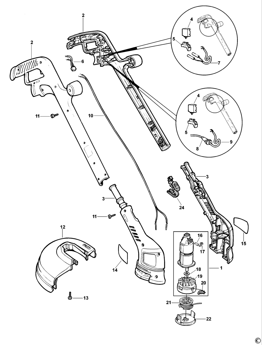 Black & Decker GL545 Type 3 String Trimmer Spare Parts