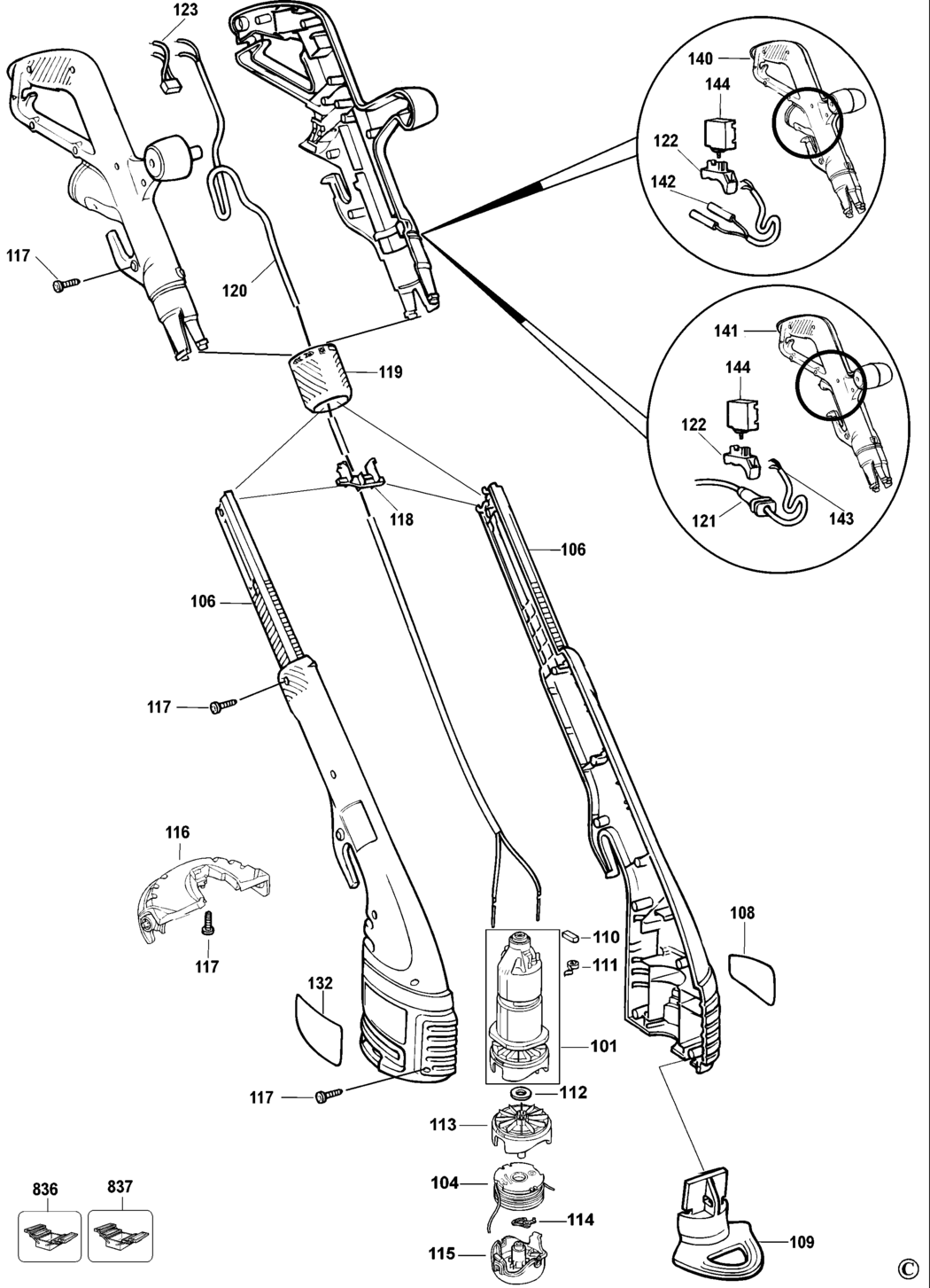 Black & Decker GL650 Type 2 String Trimmer Spare Parts