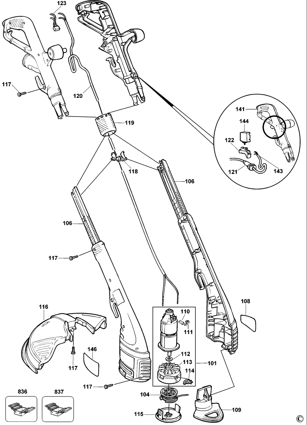 Black & Decker GL550 Type 5 String Trimmer Spare Parts