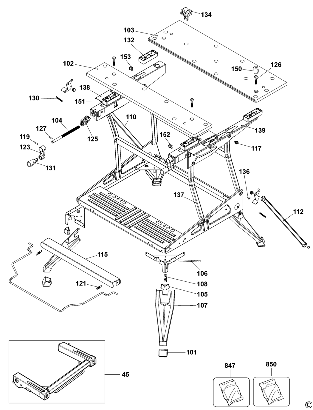 Black & Decker WM550 Type 12 Workmate Spare Parts