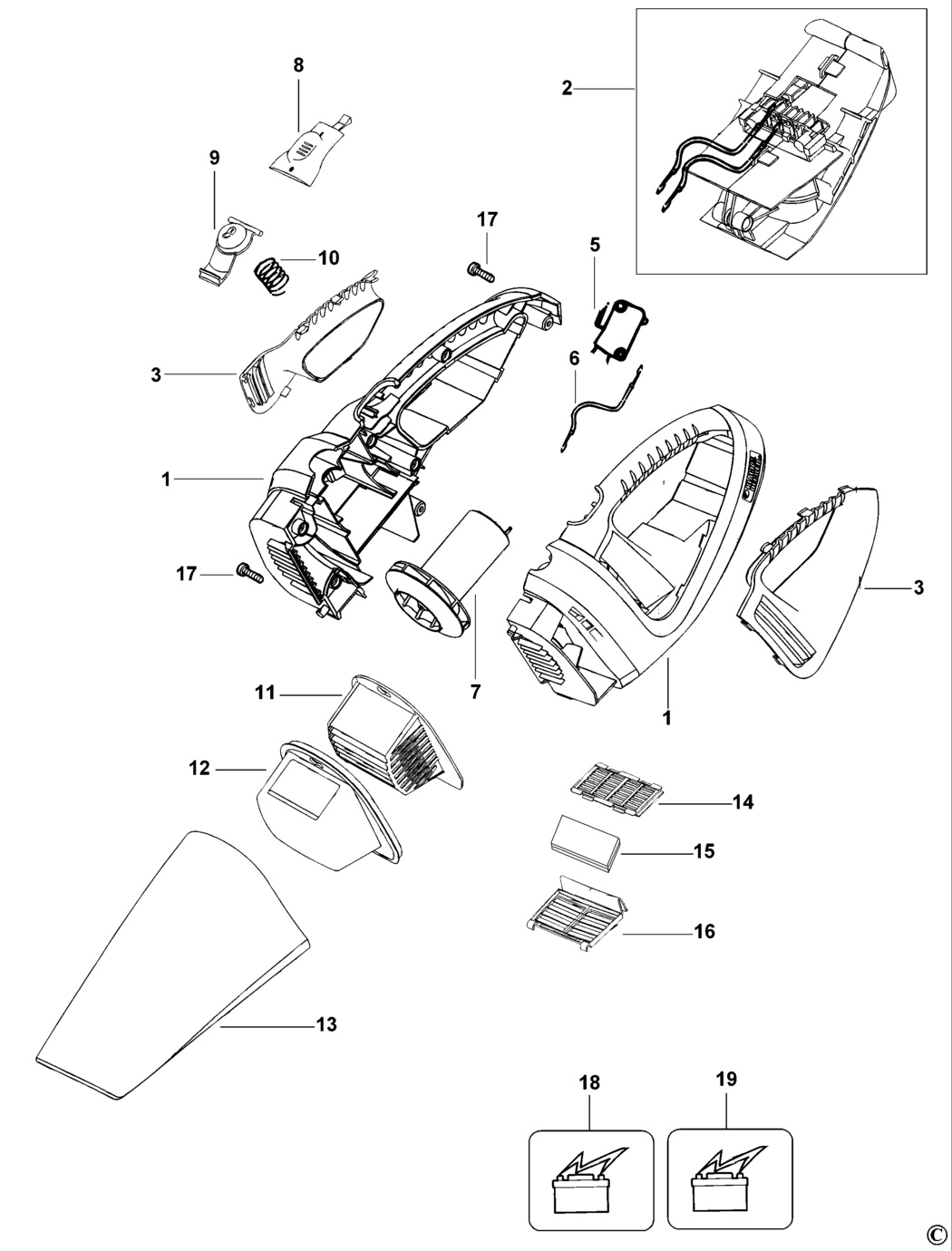 Black & Decker HD18F2M Type 1 Dustbuster Spare Parts