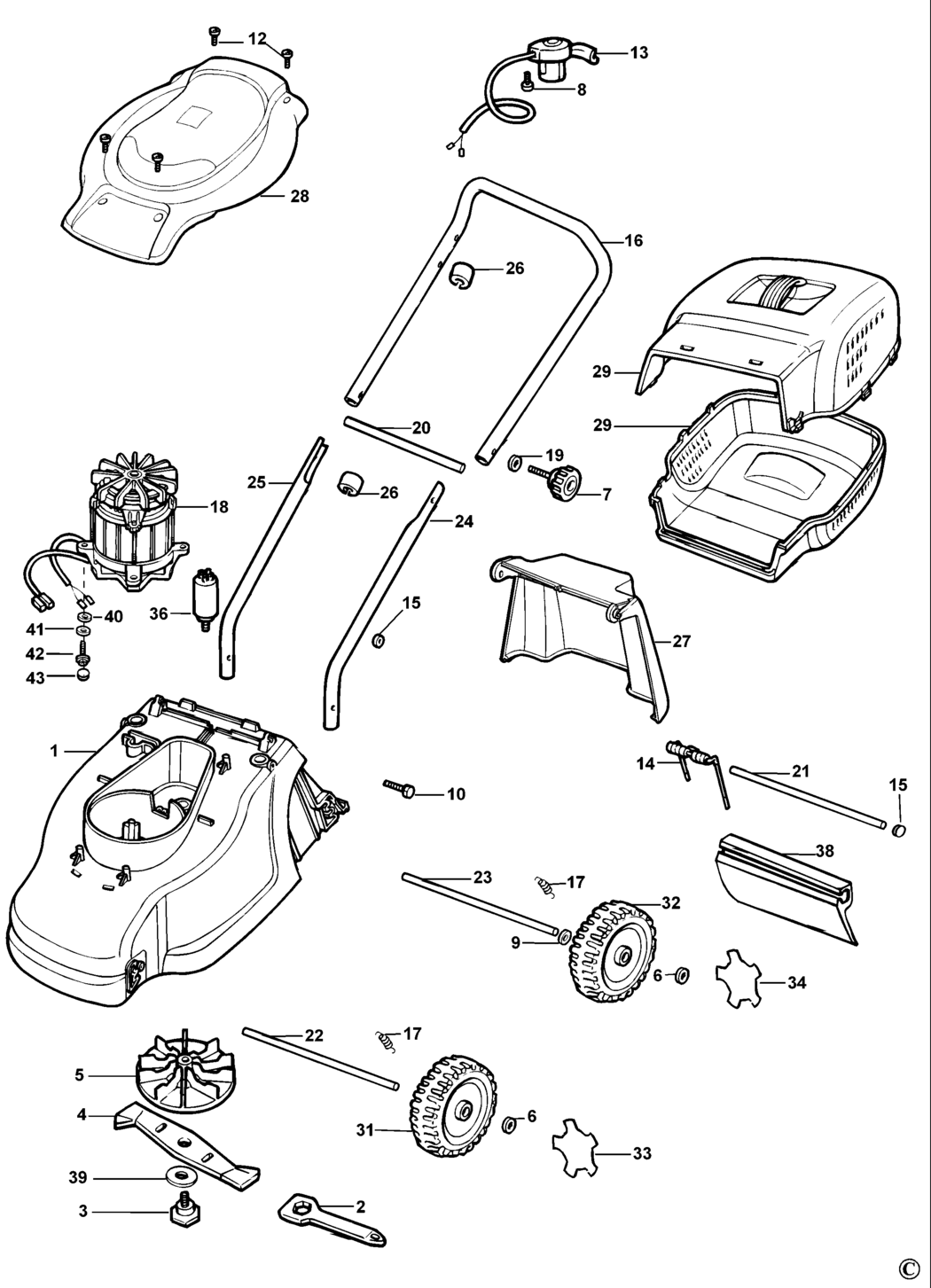 Black & Decker GR388 Type 1 Rotary Mower Spare Parts