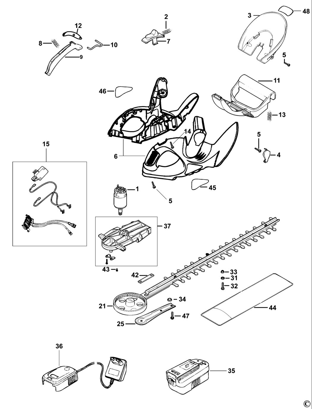 Black & Decker GTC610 Type H1 - H2 C'less Hedgetrimmer Spare Parts