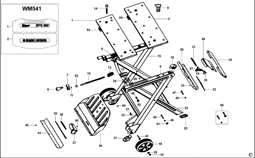 Black & Decker WM541 Type 1 Workmate Spare Parts