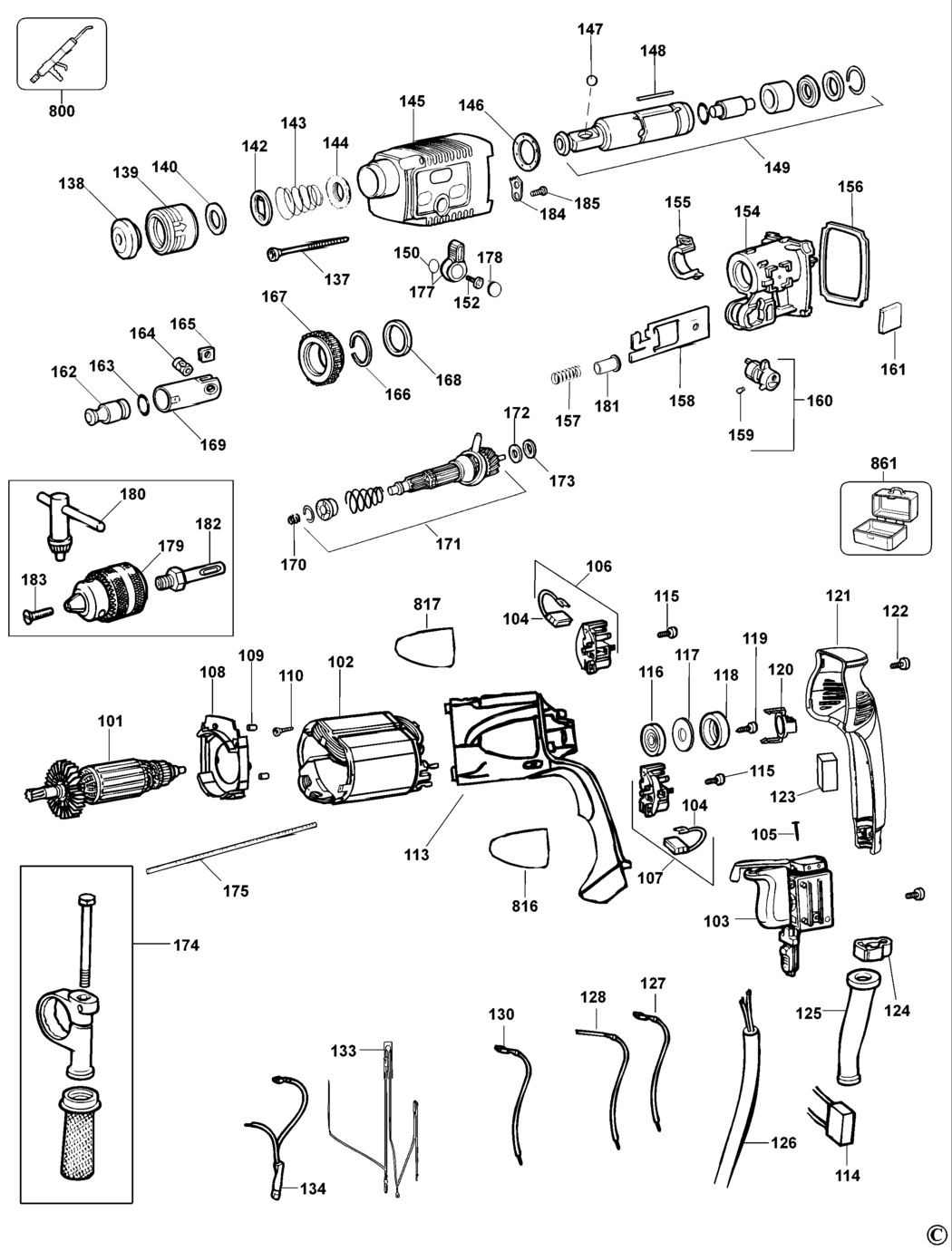 Black & Decker XTD24CK Type 1 Drill Spare Parts