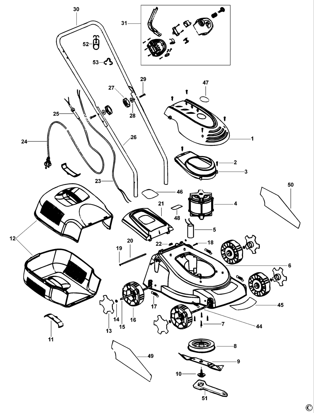 Black & Decker GR292 Type 1 Rotary Mower Spare Parts
