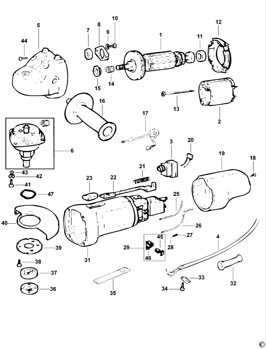 Black & Decker KG915 Type 1 - B5 Small Angle Grinder Spare Parts