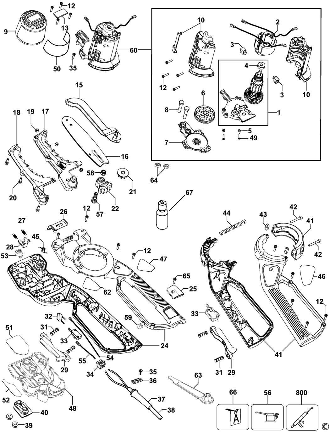 Black & Decker GK1000 Type 1 Powered Lopper Spare Parts