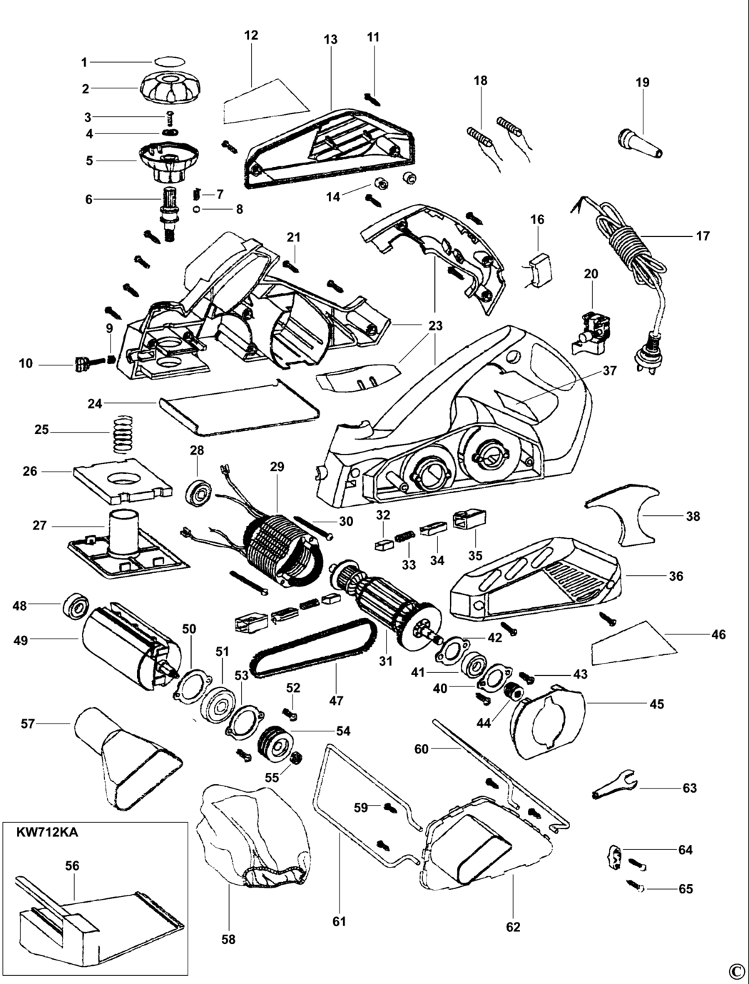 Black & Decker KW712 Type 2 Planer Spare Parts