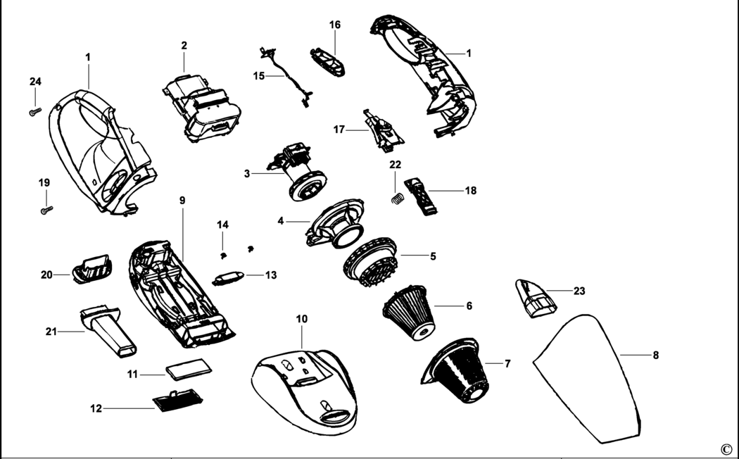 Black & Decker CV9605G Type H1 Dustbuster Spare Parts