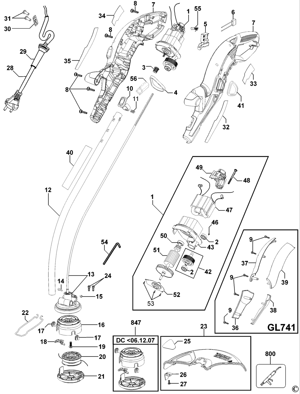 Black & Decker GL741 Type 1 String Trimmer Spare Parts