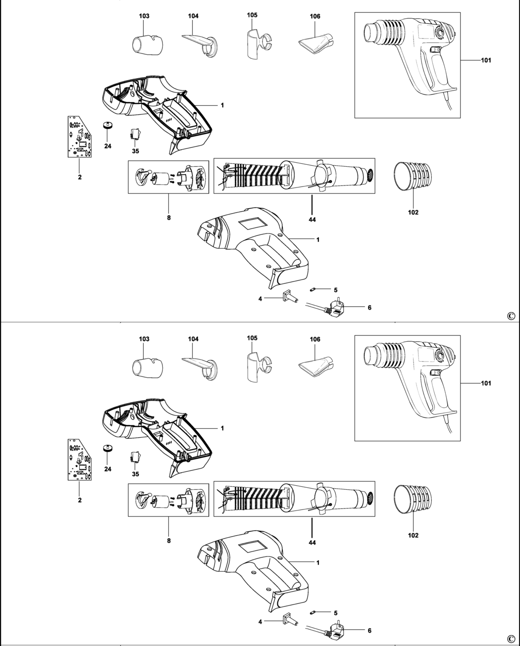 Black & Decker KX1800 Type 1 Heatgun Spare Parts