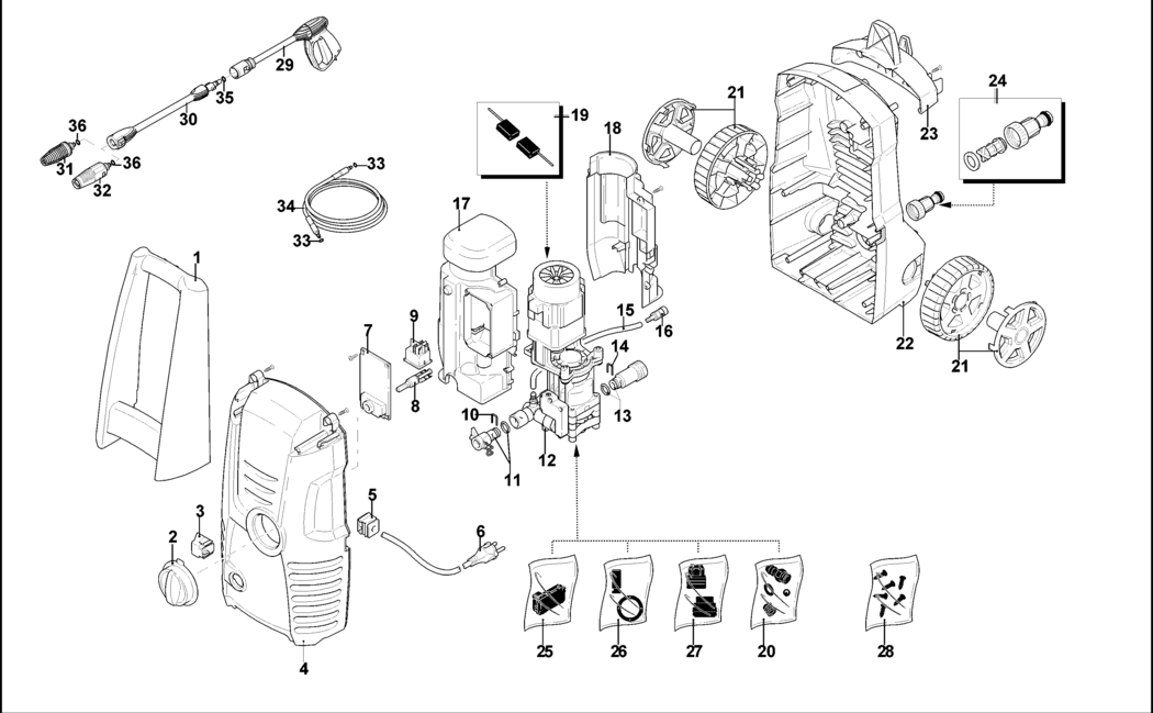 Black & Decker PW1500S Type 1 Pressure Washer Spare Parts
