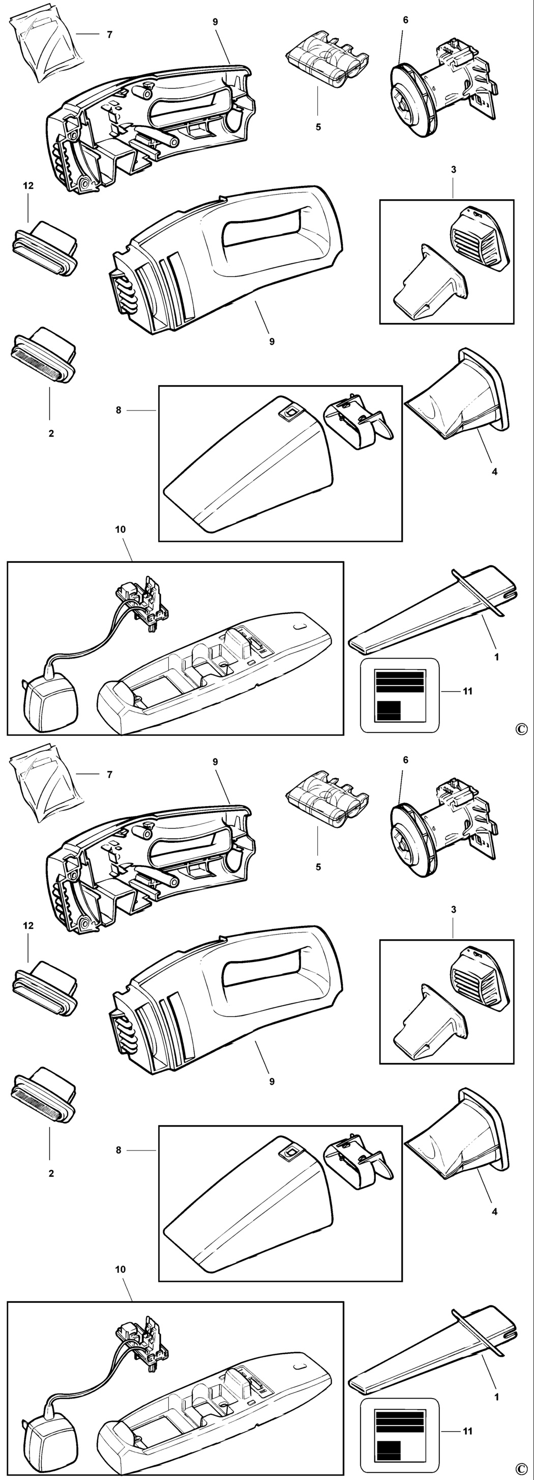 Black & Decker DB240 Type 1 Dustbuster Spare Parts