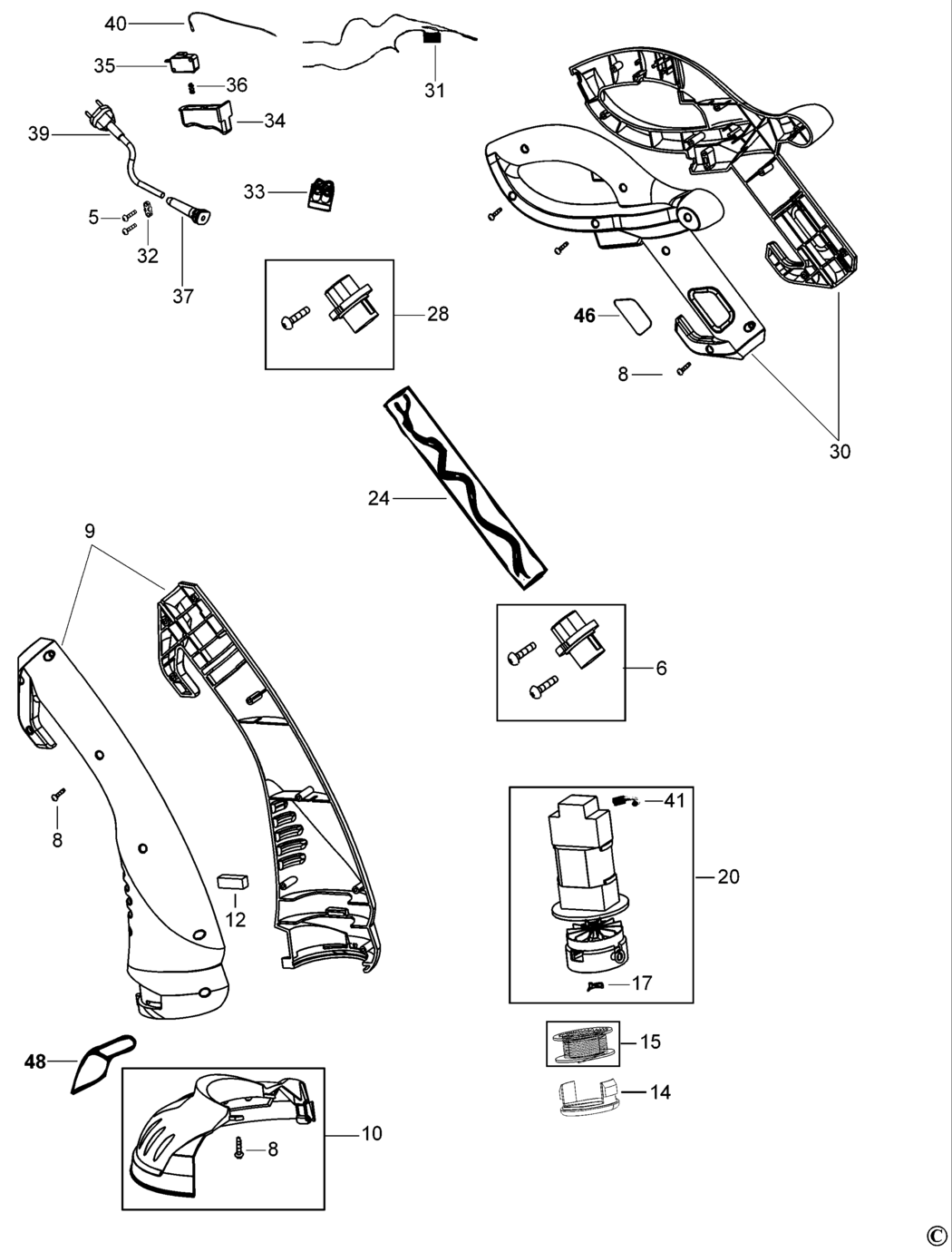 Black & Decker GL280 Type 1 String Trimmer Spare Parts