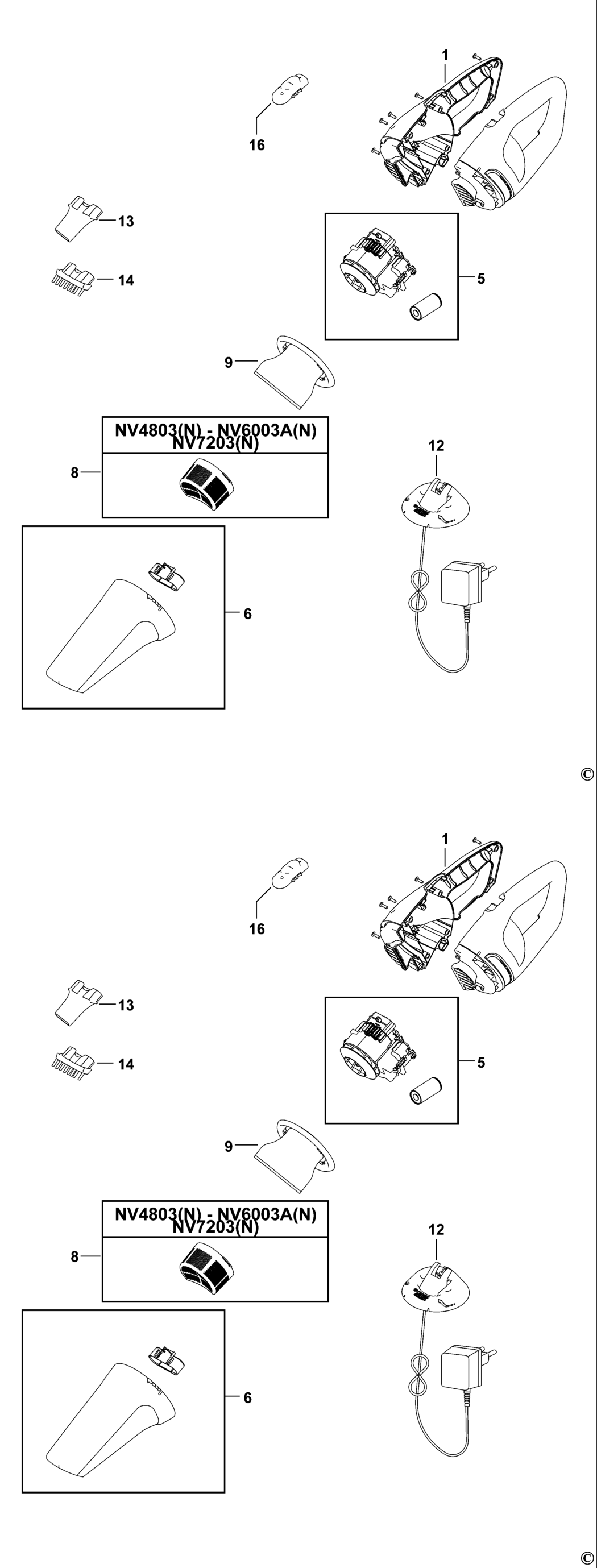 Black & Decker NV3603 Type H1 Dustbuster Spare Parts