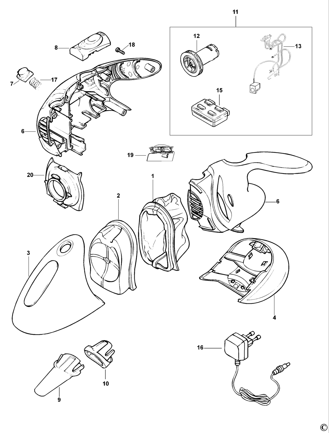 Black & Decker Z-V3603 Type 1 Dustbuster Spare Parts