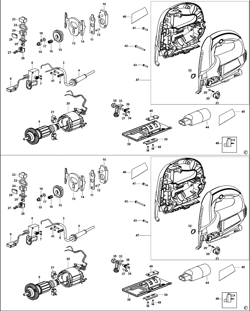 Black & Decker KS700PE Type 1 Jigsaw Spare Parts