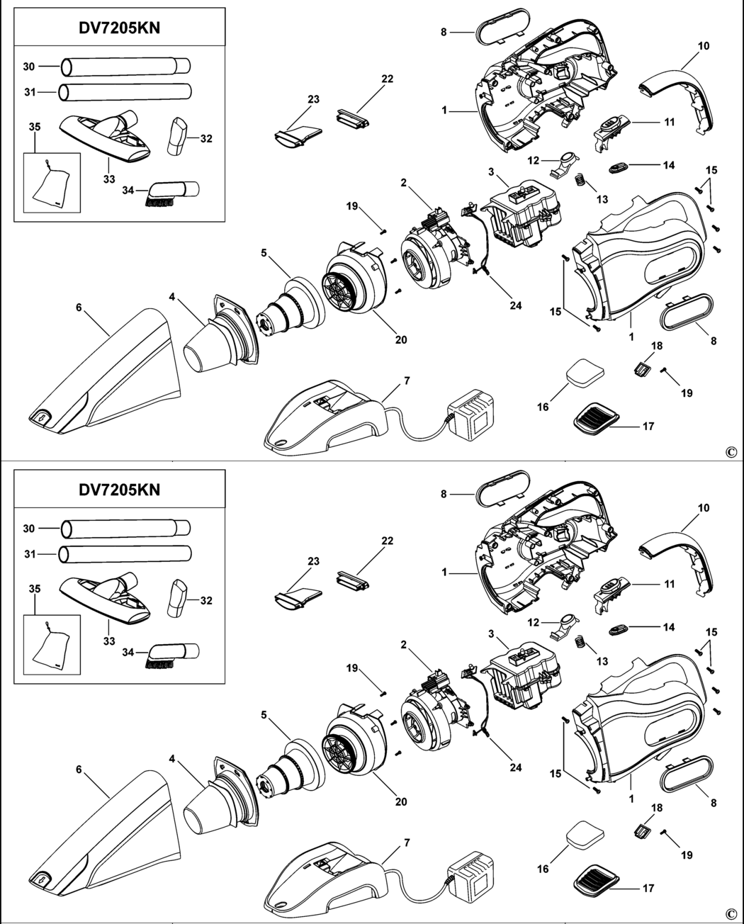 Black & Decker DV6005 Type H1 Dustbuster Spare Parts