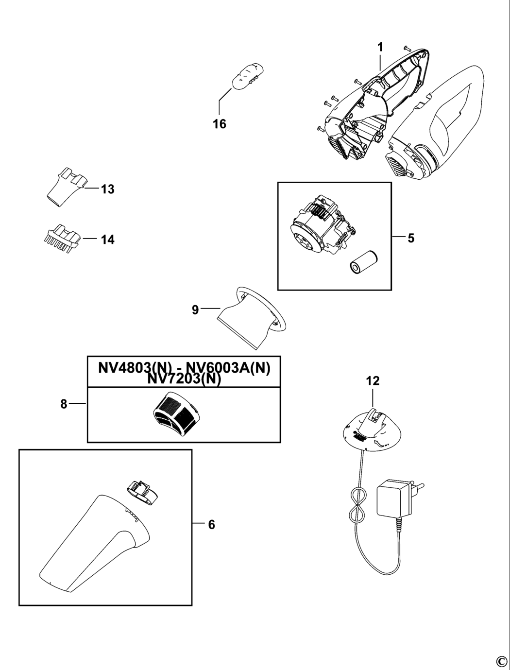 Black & Decker NV6003A Type H1 Dustbuster Spare Parts