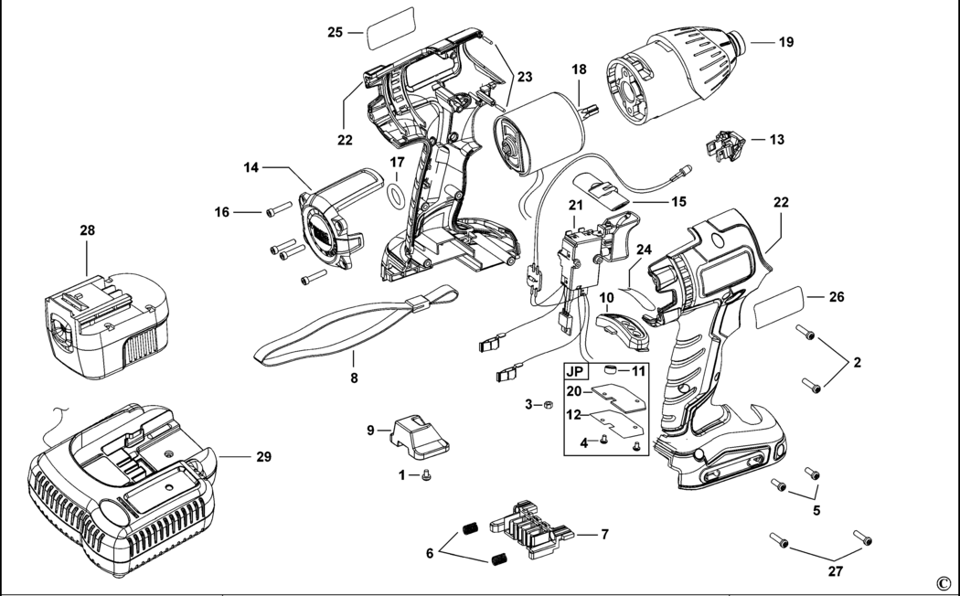 Black & Decker SXR14 Type 1 Impact Driver Spare Parts