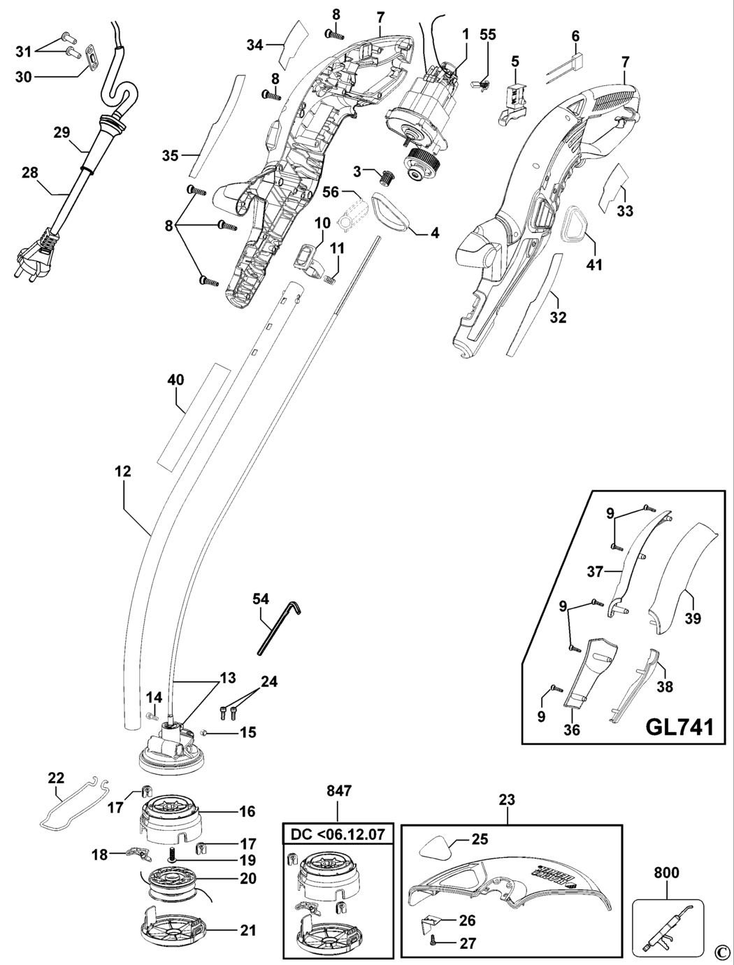 Black & Decker GL701 Type 2 String Trimmer Spare Parts