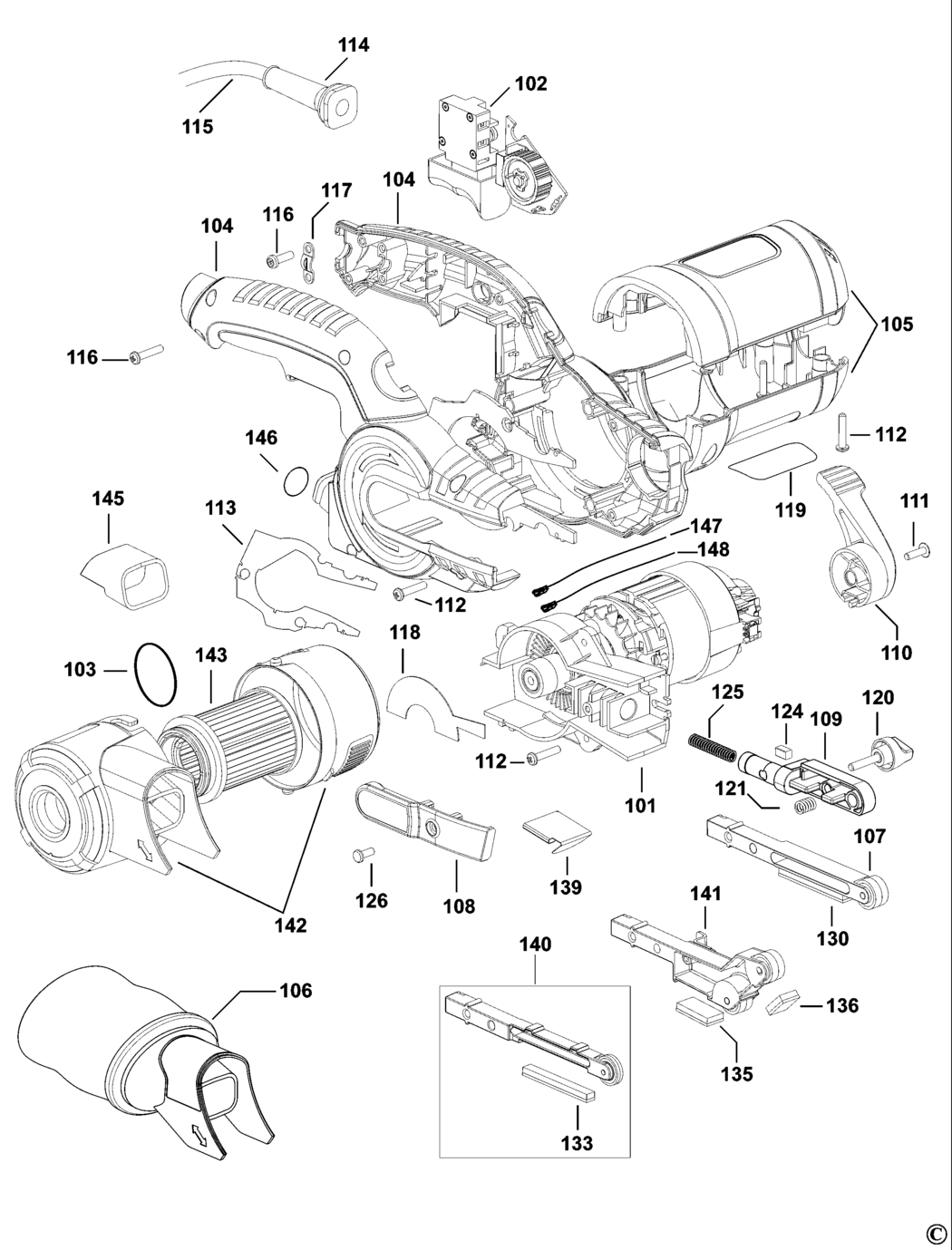 Black & Decker KA900E Type 1 Powerfile Spare Parts