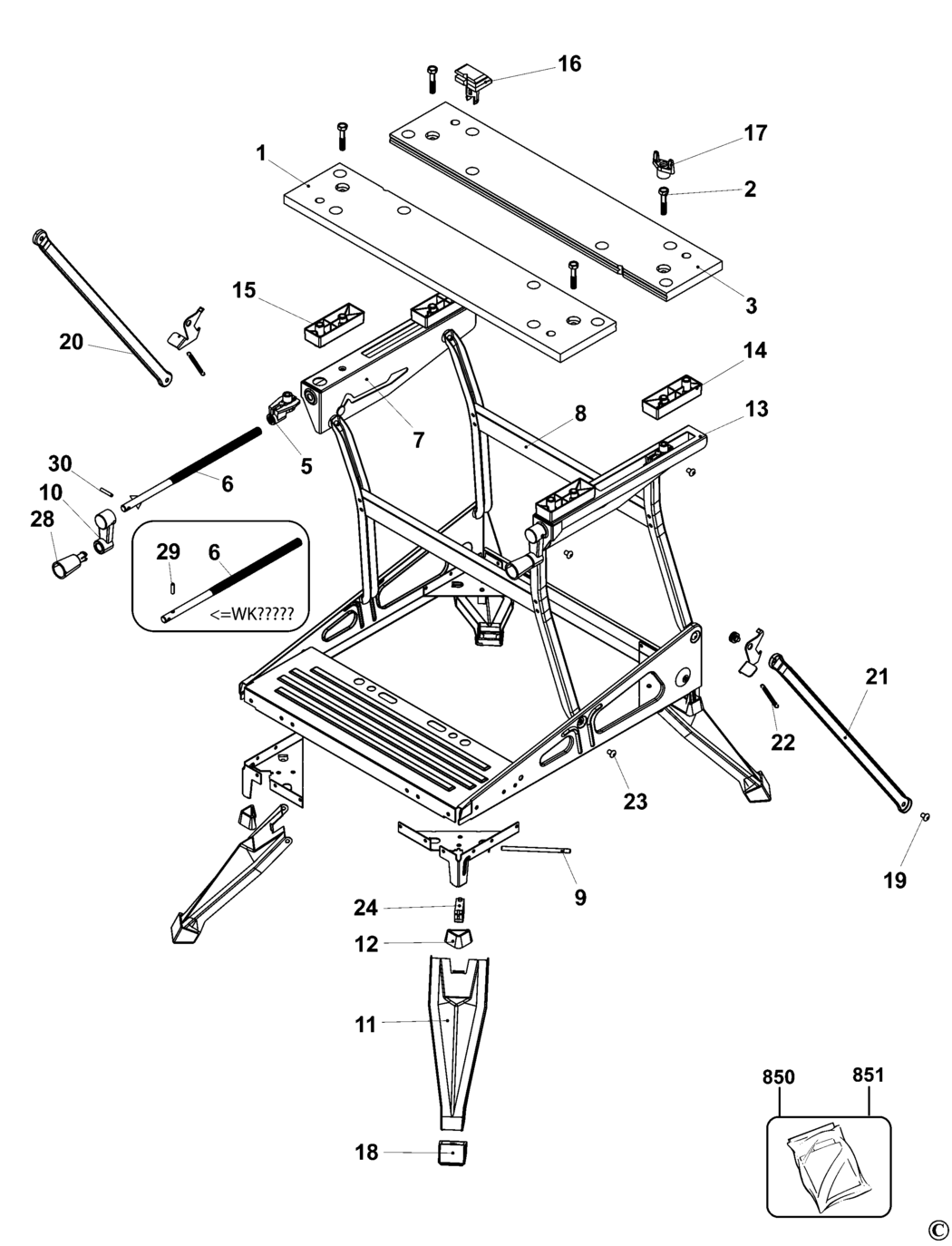 Black & Decker WM535 Type 10 Workmate Spare Parts