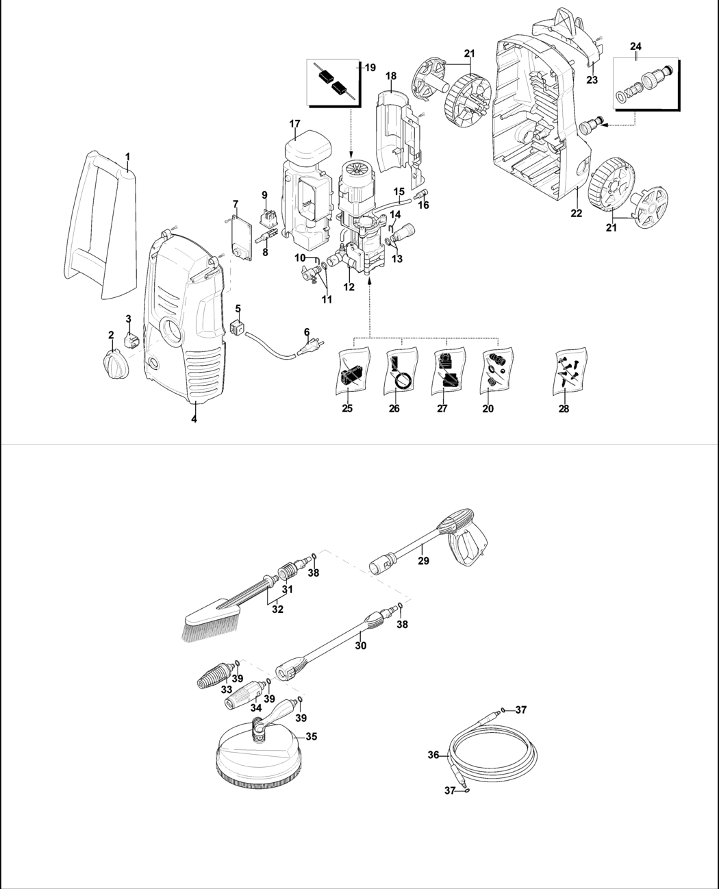 Black & Decker PW1500SP Type 1 Pressure Washer Spare Parts