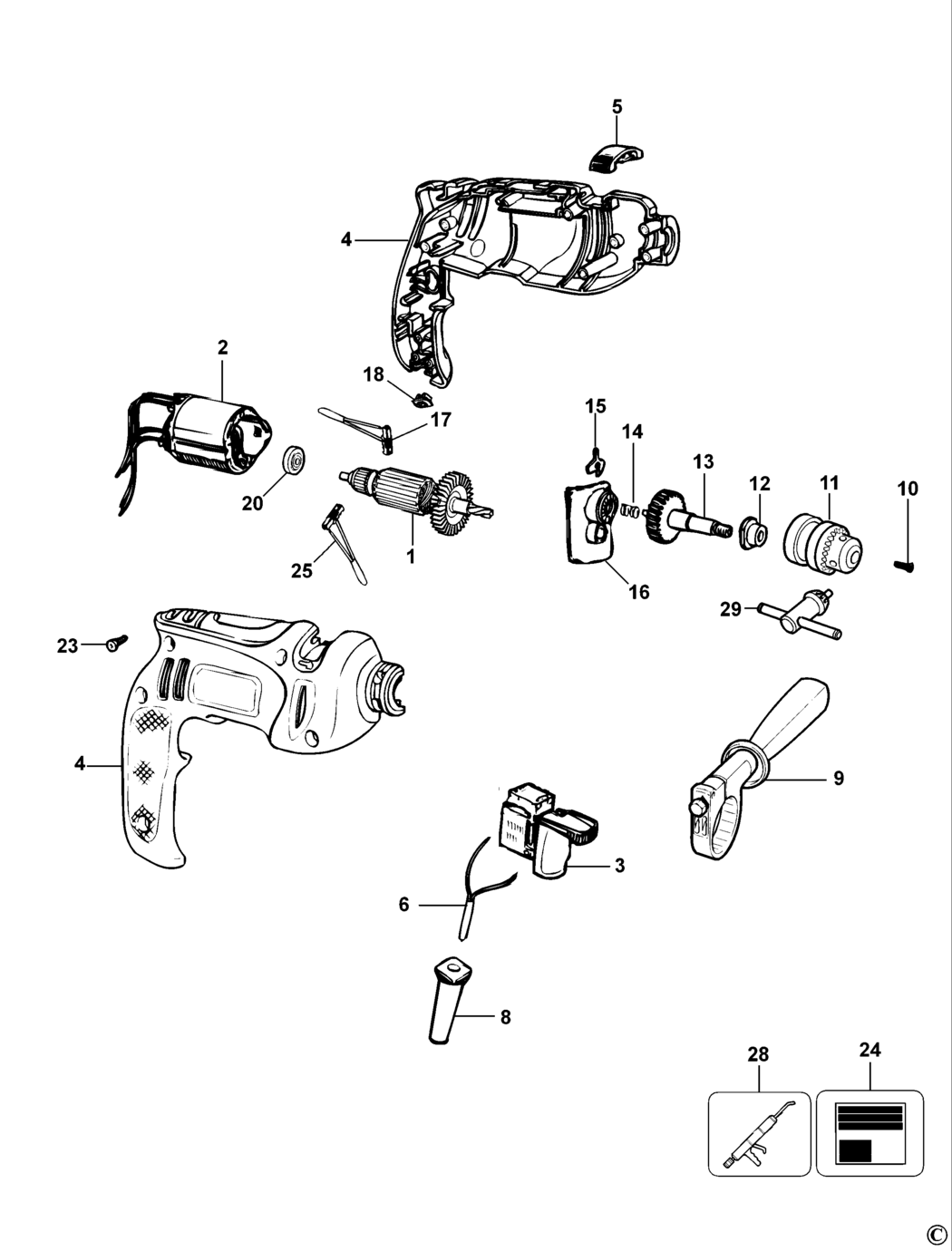 Black & Decker CD70 Type 1 Drill Spare Parts