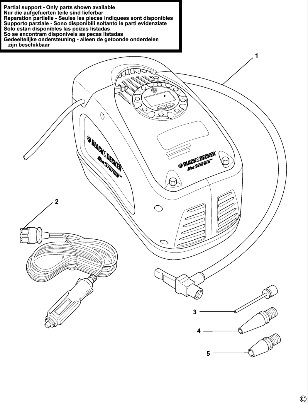 Black & Decker ASI300 Type 2 Inflator Spare Parts