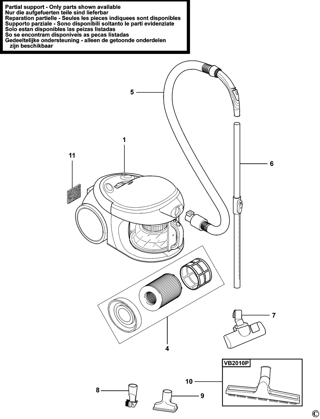 Black & Decker VM2040 Type 1 Vacuum Cleaner Spare Parts