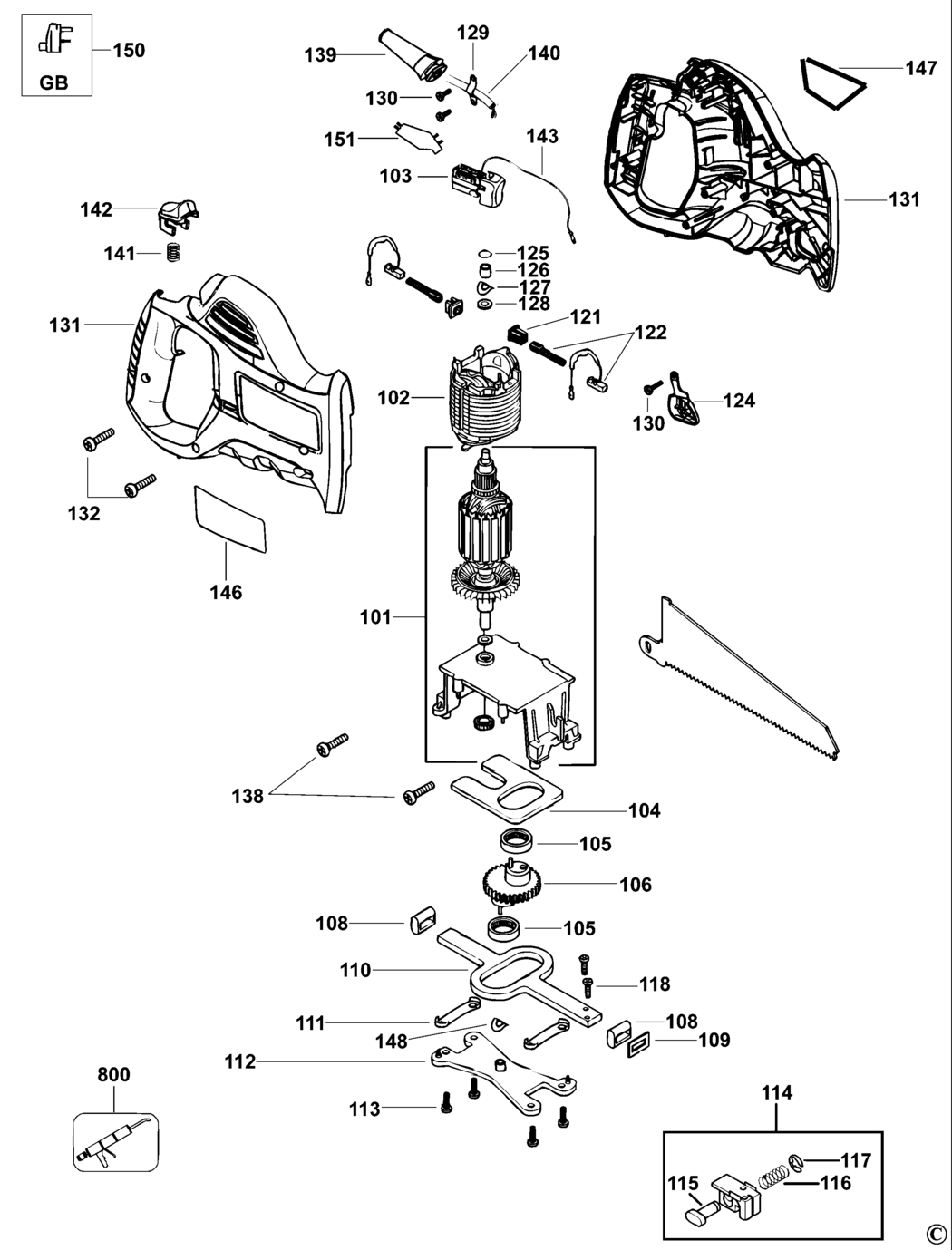 Black & Decker KS880EC Type 2 Cut Saw Spare Parts