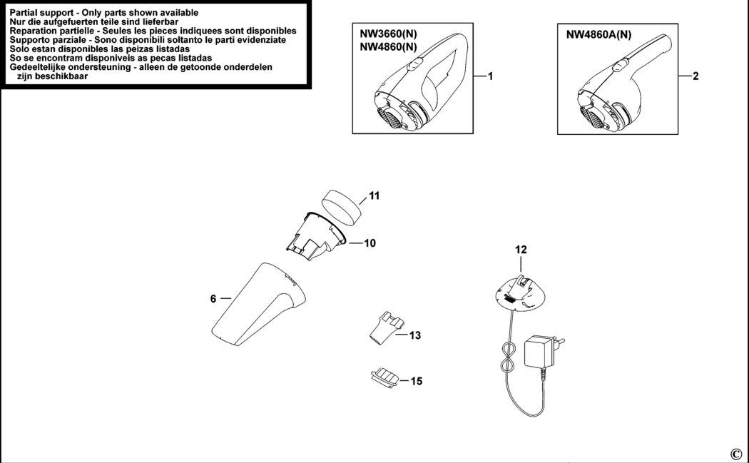 Black & Decker NW3660 Type H2 Dustbuster Spare Parts