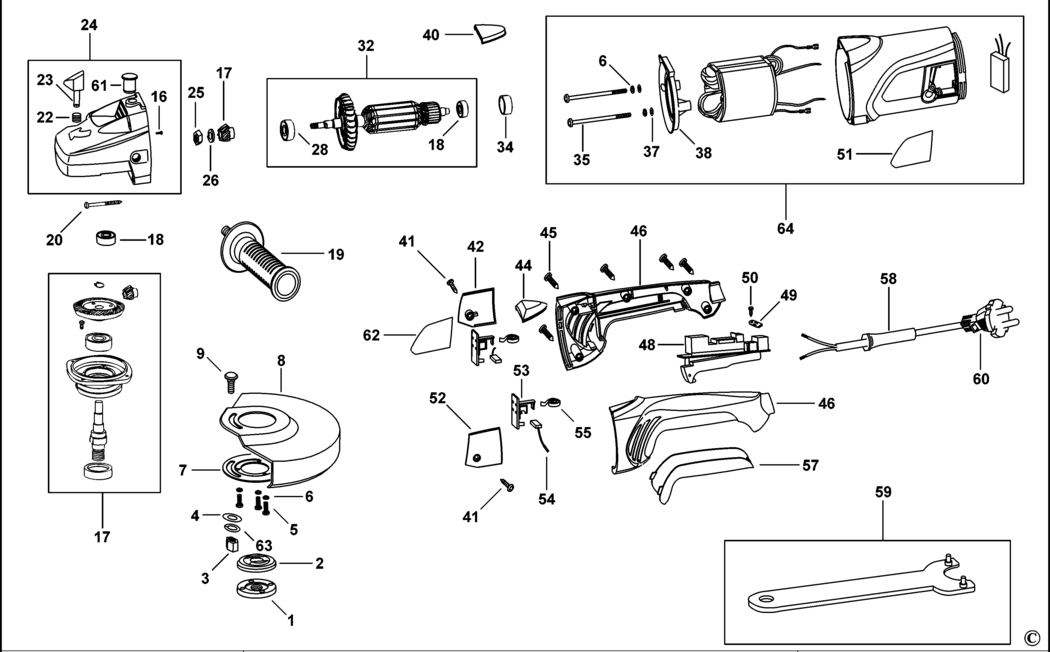 Black & Decker KG2000 Type 3 Angle Grinder Spare Parts