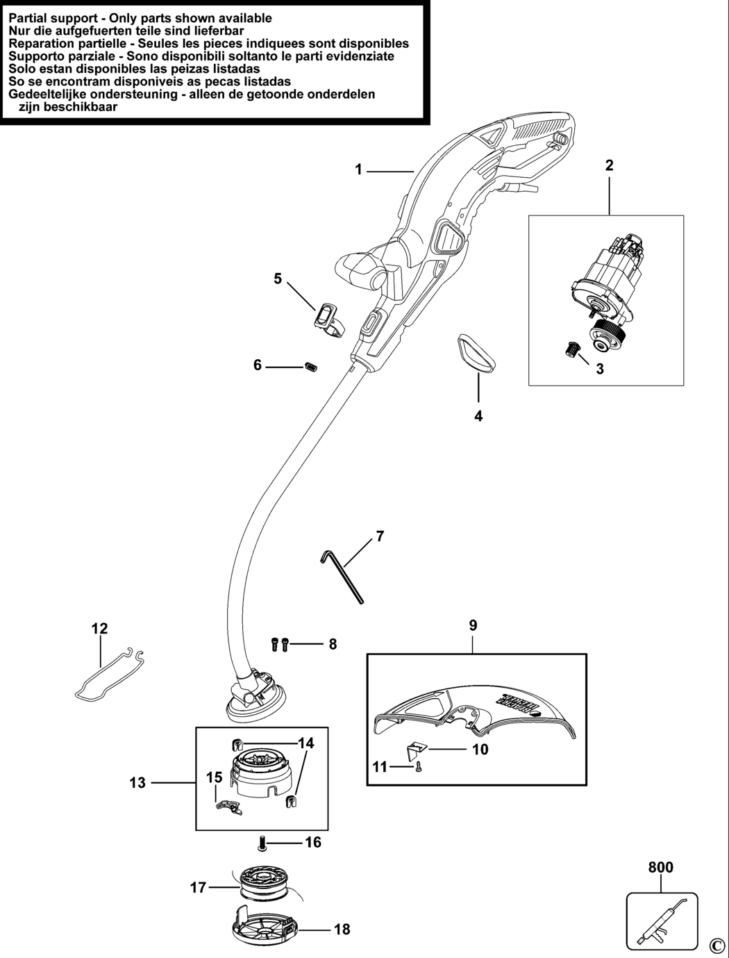 Black & Decker GL701 Type 5 String Trimmer Spare Parts