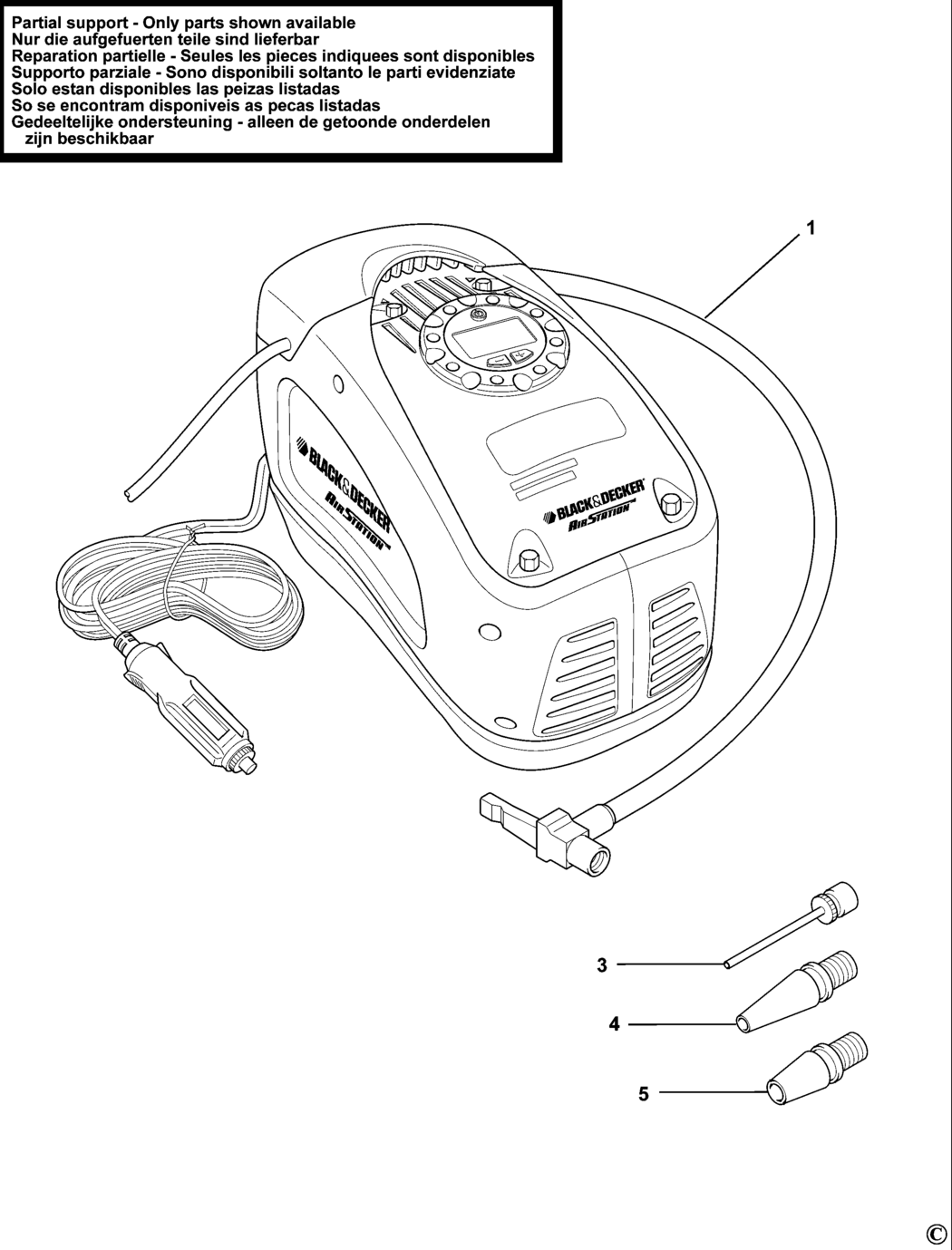 Black & Decker ASI300 Type 4 Inflator Spare Parts