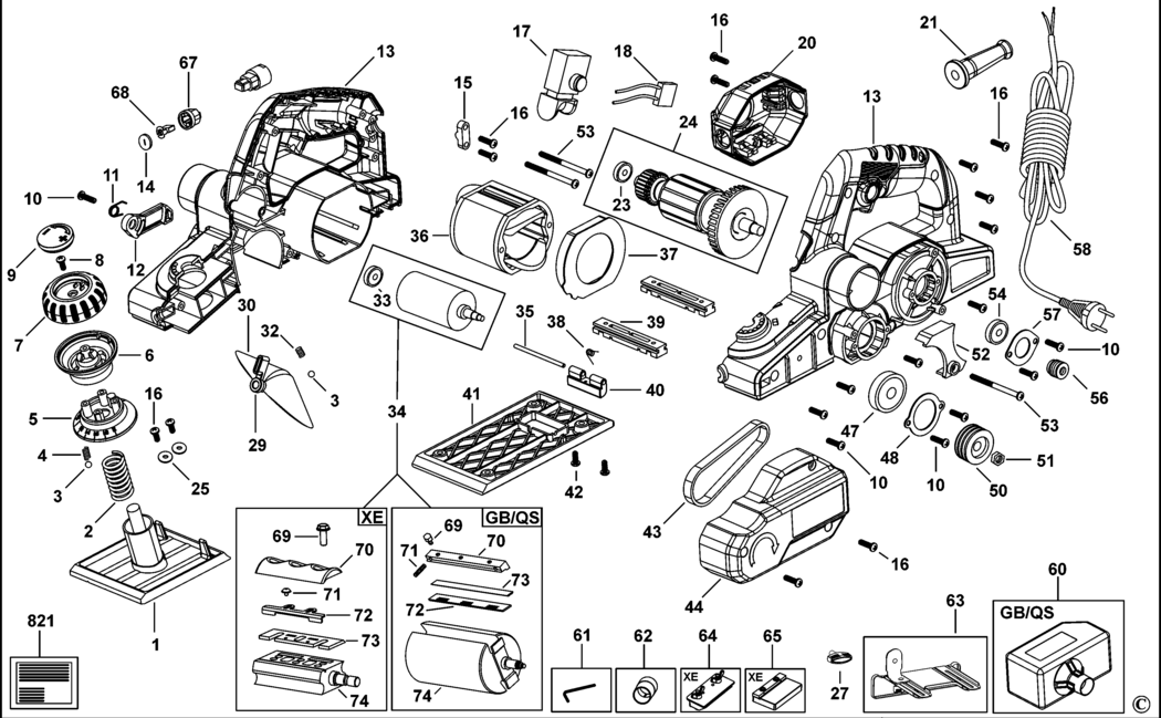 Black & Decker KW750 Type 4 Planer Spare Parts