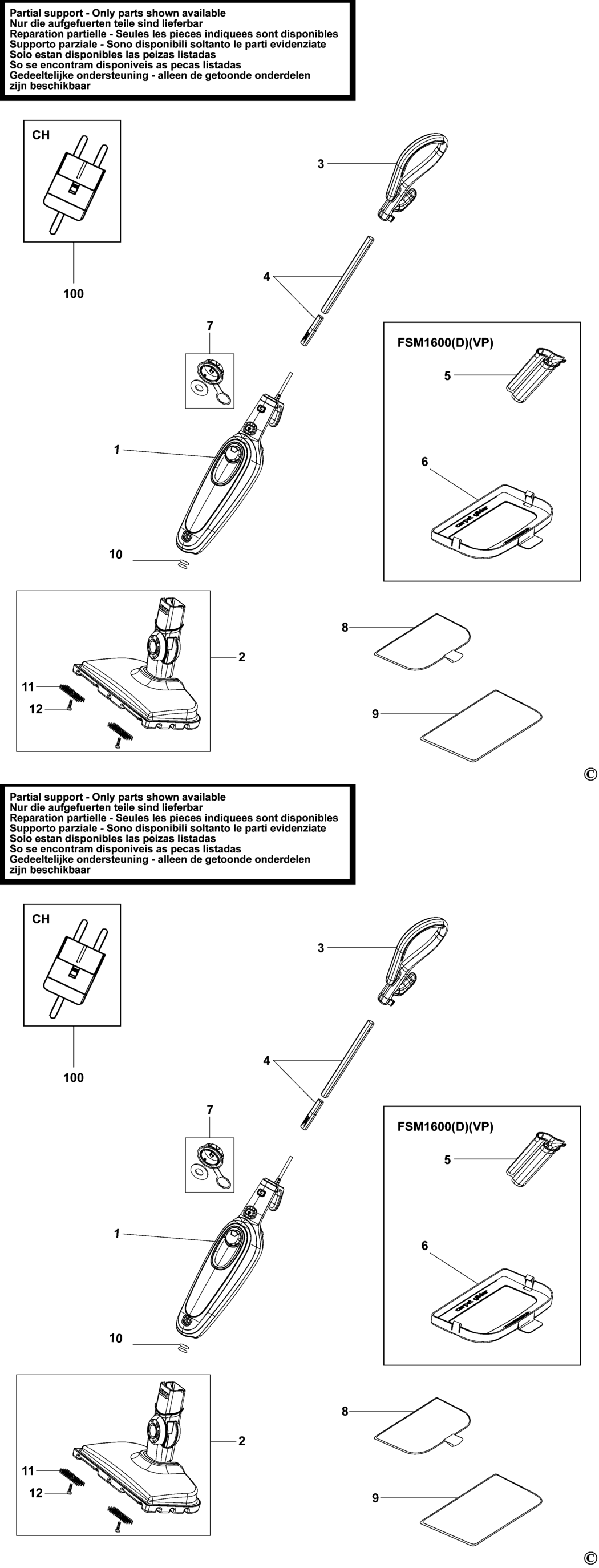 Black & Decker FSM1600 Type 1 - 2 Steam Mop Spare Parts