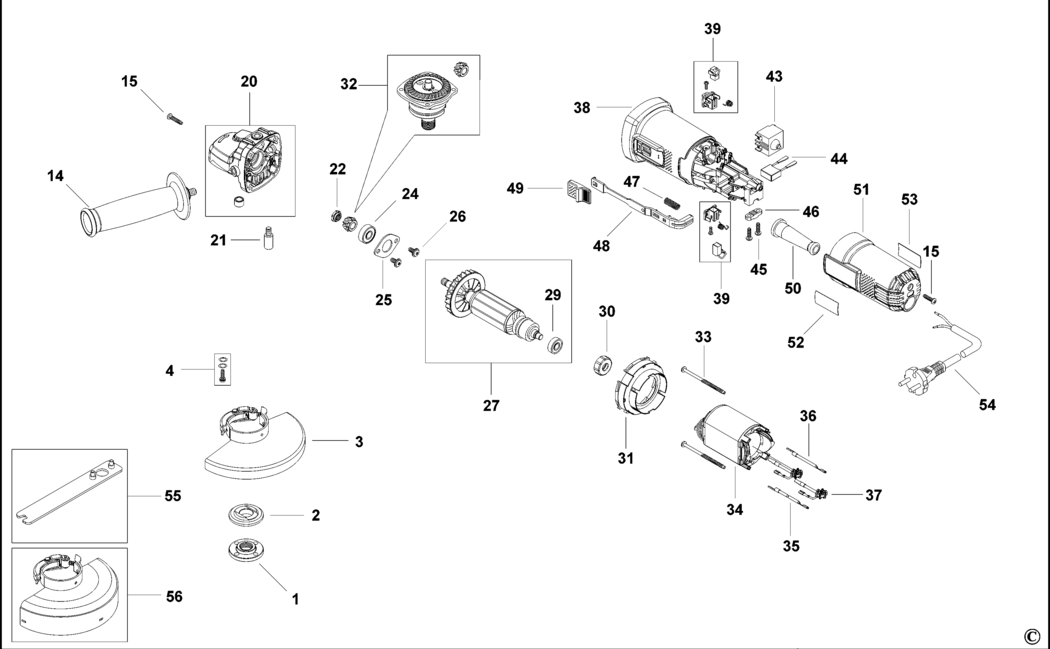 Black & Decker KG901 Type 1 Small Angle Grinder Spare Parts