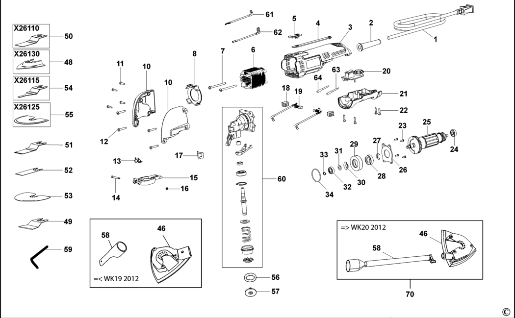 Black & Decker MT250 Type 1 Oscillating Tool Spare Parts