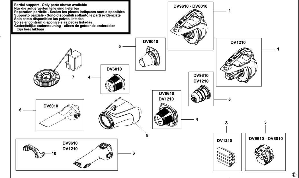 Black & Decker DV1210 Type H1 Dustbuster Spare Parts