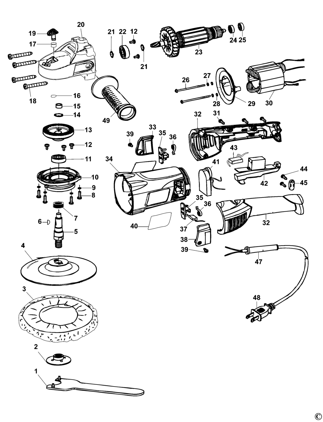 Black & Decker WP1500K Type 1 Polisher Spare Parts