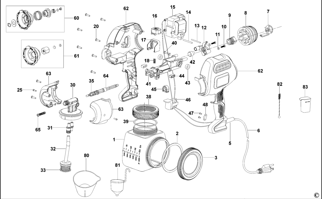 Black & Decker BDPS200 Type 1 Spray Gun Spare Parts
