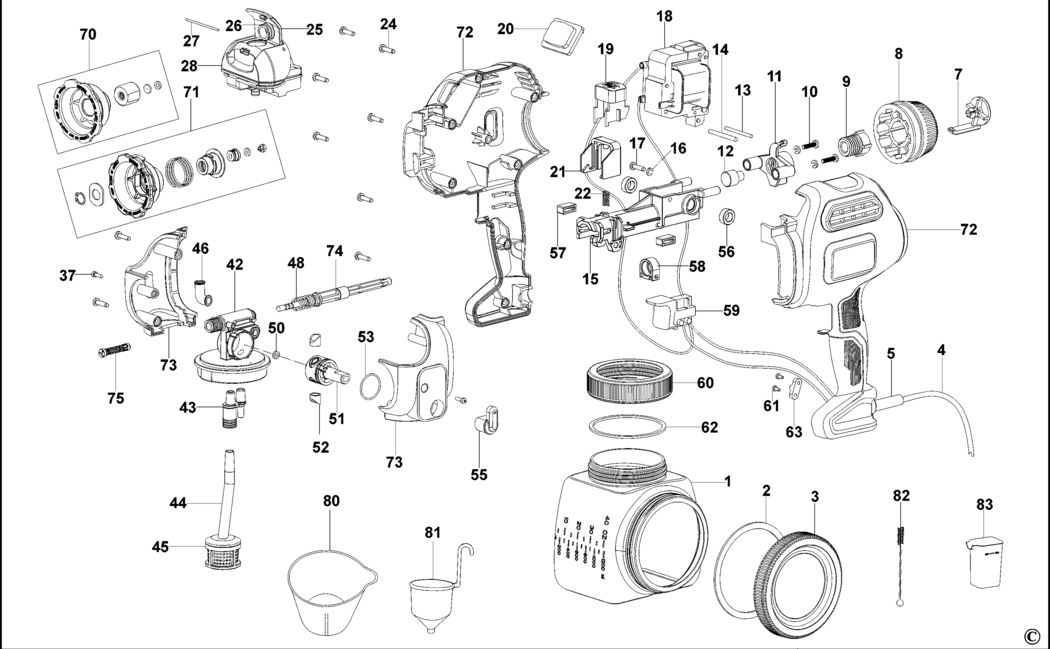 Black & Decker BDPS400 Type 1 Spray Gun Spare Parts