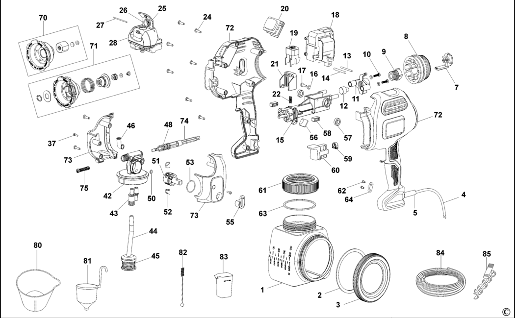Black & Decker BDPS600 Type 1 Spray Gun Spare Parts